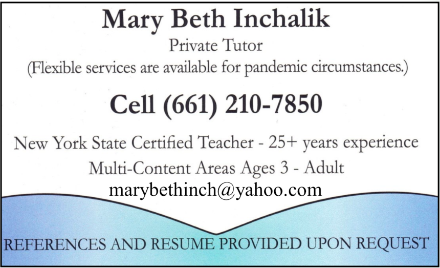 Mary Beth Inchalik, Private Tutor